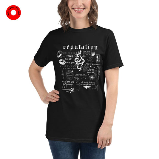 Reputation Era Inspired Black T-shirt: Unisex Taylor Swift Rep inspired T for The Eras Tour - women's & men's