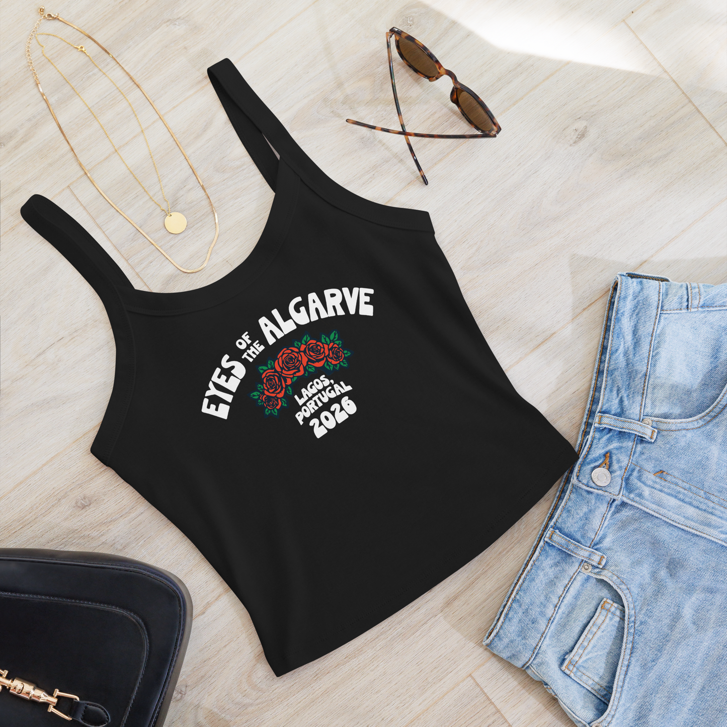 Eyes of the Algarve Women’s mid-cut cropped tank top