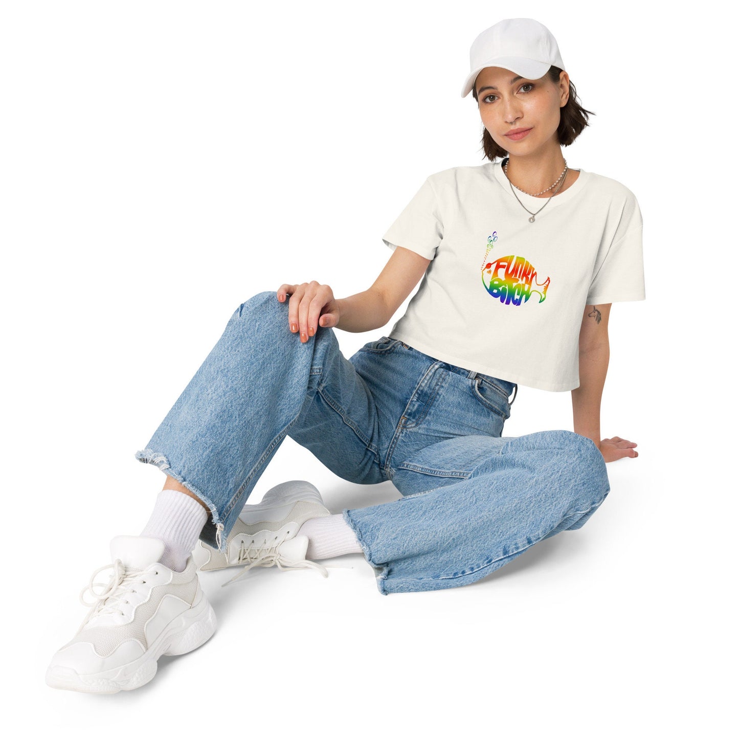 Funky Bitch Phish Crop Top | Rainbow Fish Logo