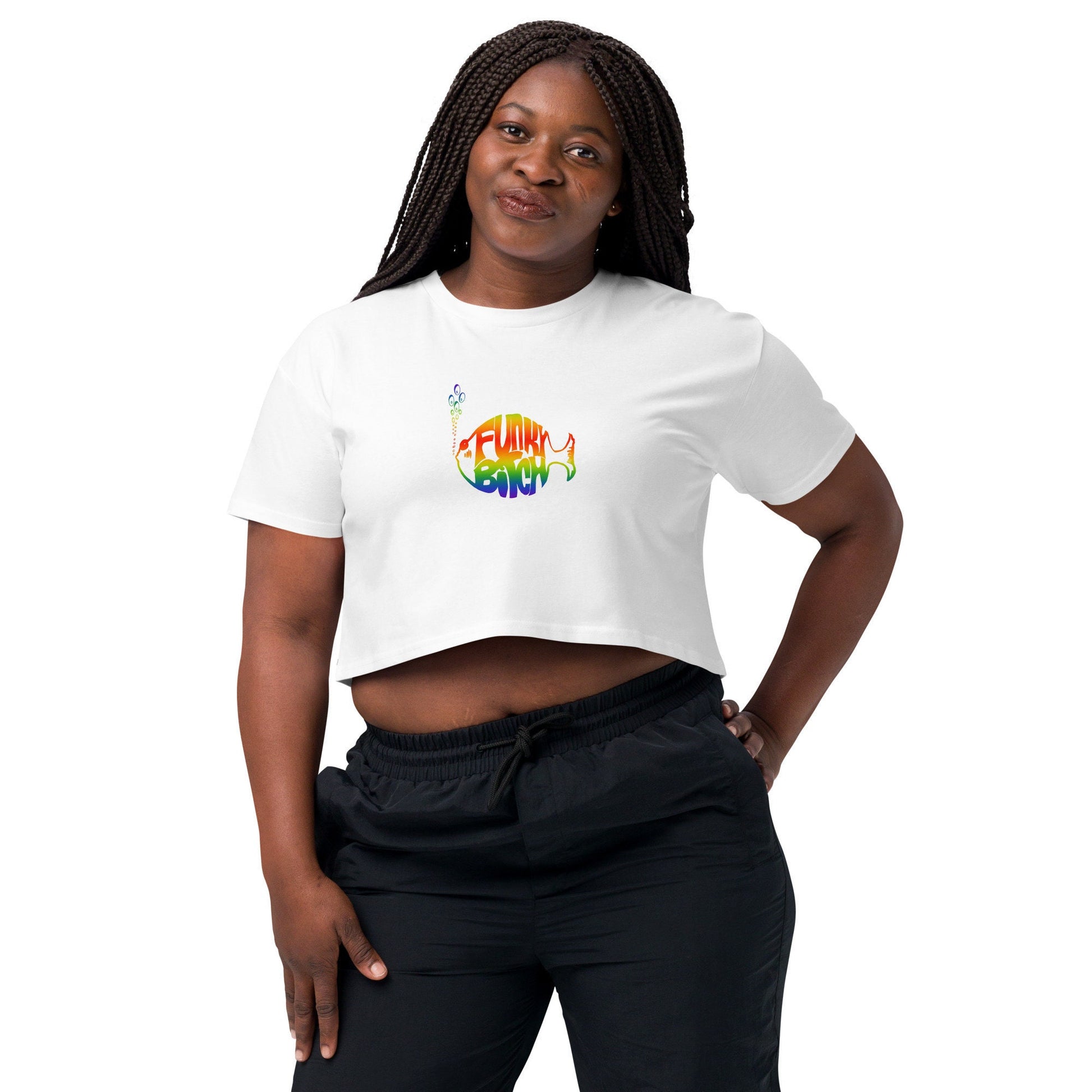 Funky Bitch Phish Crop Top | Rainbow Fish Logo